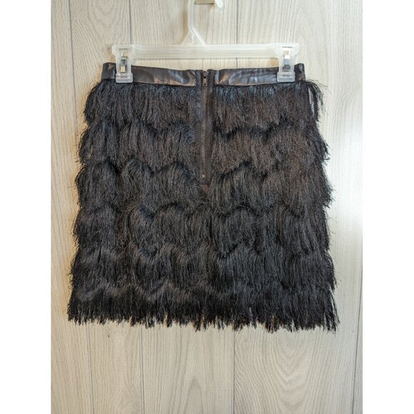 NWT SAM EDELMAN Women's Black Fiona Fringe Miniskirt Flapper Chevron Style Sz 2 - Picture 2 of 6